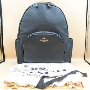 Coach Large Court Black Leather Backpack and Canvas Dust Bag